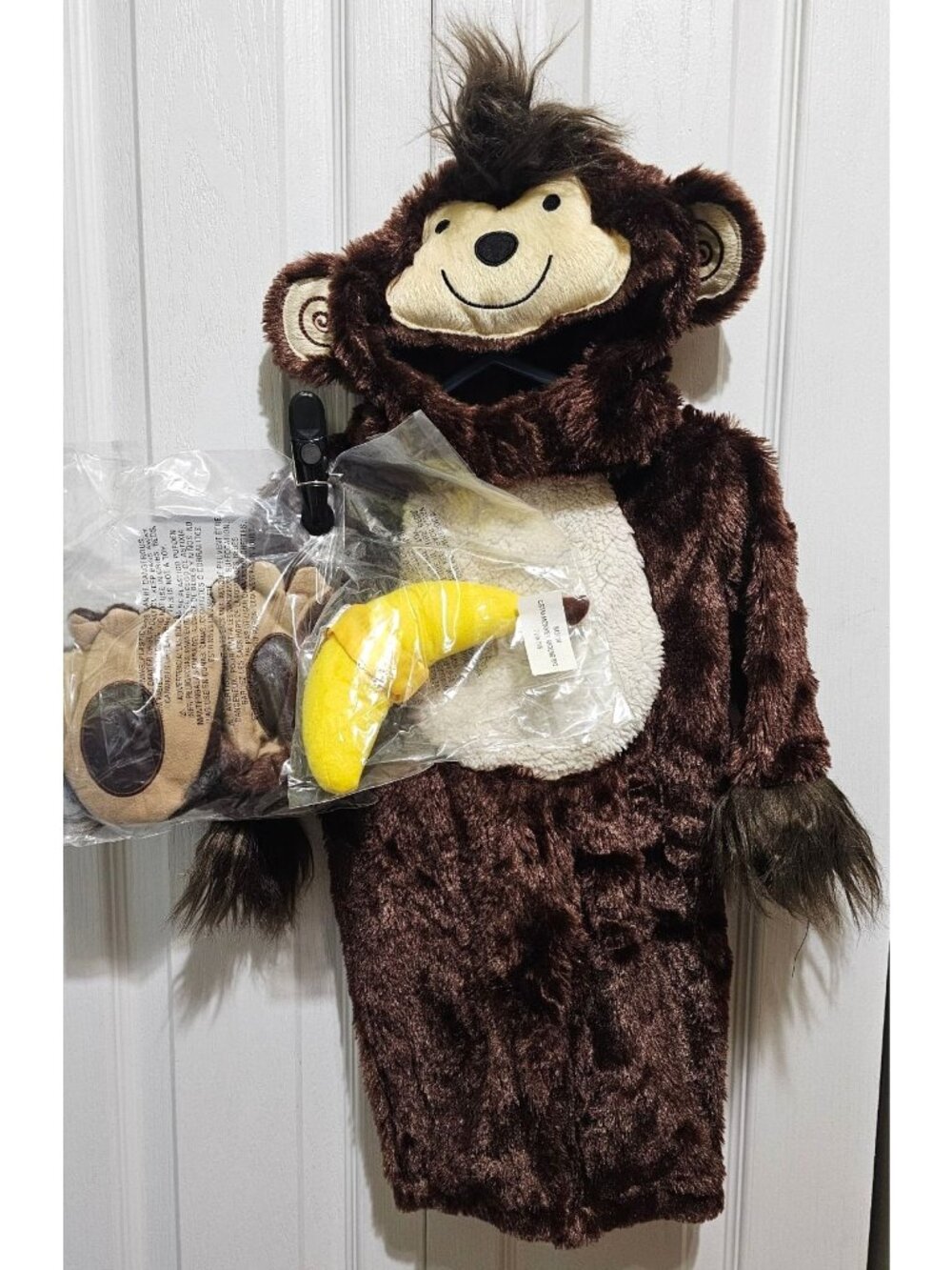 Monkey Around Baby Halloween Costume 6-12 Months Plush Banana Rattle Halloween